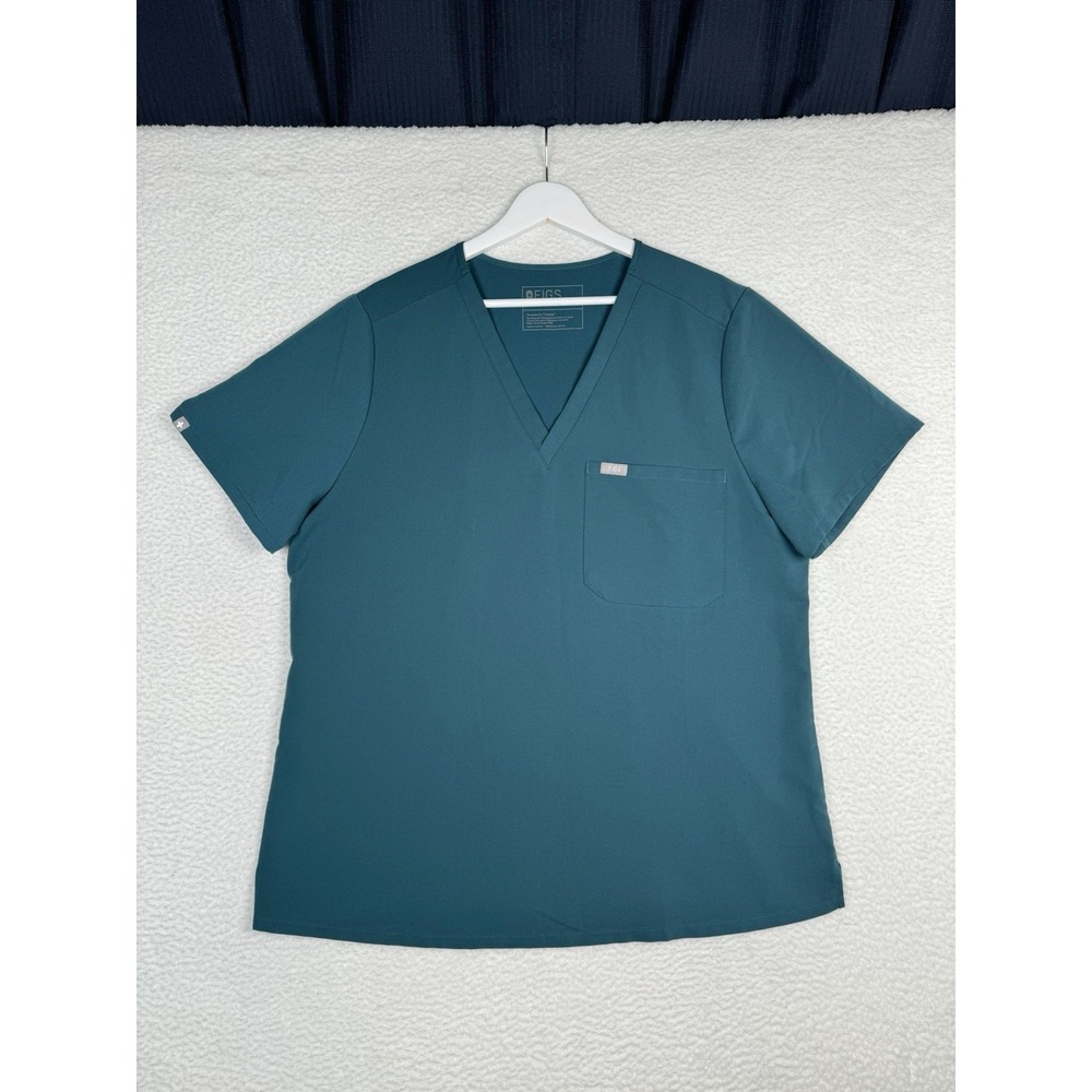 FIGS Technical Collection Forest Green Scrub Top - Women's XL - Flaw
